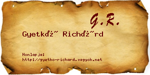 Gyetkó Richárd névjegykártya